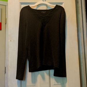 Black Long-Sleeve V-neck T-shirt